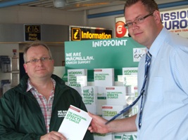 Macmillan Info Point John Cammides Chris Beer (R)